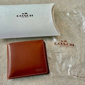 Genuine Coach British Tan Leather Bifold Wallet